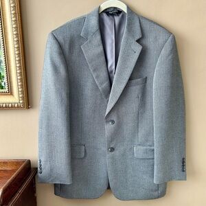 Jos A Bank Gordon Sport Coat Gray Herringbone Silk Camel Hair Blazer 40 SH